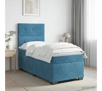 vidaXL Cama box spring con colchón Azul 100 x 200 cm Terciopelo