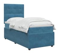 vidaXL Cama Box Spring con colchón Azul 100 x 200 cm Terciopelo