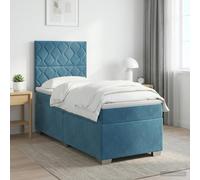 vidaXL Cama box spring con colchón Azul 100 x 200 cm Terciopelo