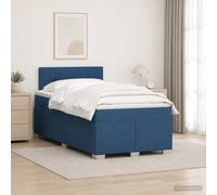 vidaXL Cama box spring con colchón Azul 120 x 190 cm Tela