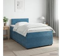 vidaXL Cama Box Spring con colchón Azul 120 x 190 cm Terciopelo