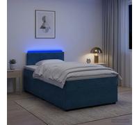 vidaXL Cama Box Spring con colchón Azul 120 x 200 cm Terciopelo | Ajusta la iluminación