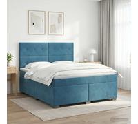 vidaXL Cama box spring con colchón Azul 140 x 200 cm Terciopelo
