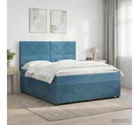vidaXL Cama Box Spring con colchón Azul 160 x 200 cm Terciopelo