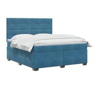 vidaXL Cama Box Spring con colchón Azul 180 x 200 cm Terciopelo