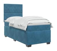 vidaXL Cama Box Spring con colchón Azul 90 x 190 cm Terciopelo