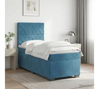 vidaXL Cama Box Spring con colchón Azul 90 x 190 cm Terciopelo