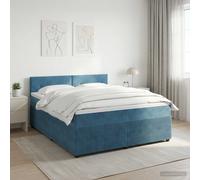 vidaXL Cama box spring con colchón Azul Oscuro 140 x 200 cm Terciopelo