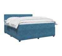 vidaXL Cama Box Spring con colchón Azul Oscuro 180 x 200 cm Terciopelo