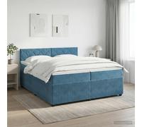 vidaXL Cama box spring con colchón Azul Oscuro 200 x 200 cm Terciopelo