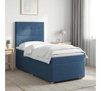 vidaXL Cama box spring con colchón con cabecera Azul 100 x 200 cm Tela