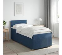 vidaXL Cama box spring con colchón con cabecera Azul 100 x 200 cm Tela