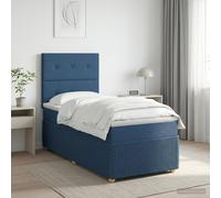 vidaXL Cama box spring con colchón con cabecera Azul 100 x 200 cm Tela