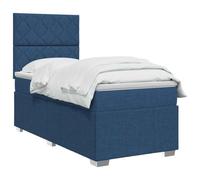 vidaXL Cama box spring con colchón con cabecera Azul 100 x 200 cm Tela