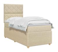 vidaXL Cama Box Spring con colchón con cabecera Azul 100 x 200 cm Tela