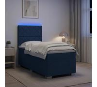 vidaXL Cama box spring con colchón con cabecera Azul 100 x 200 cm Tela