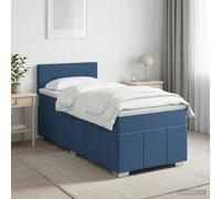 vidaXL Cama Box Spring con colchón con cabecera Azul 100 x 200 cm Tela