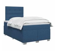 vidaXL Cama Box Spring con colchón con cabecera Azul 120 x 190 cm Tela