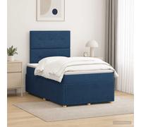 vidaXL Cama box spring con colchón con cabecera Azul 120 x 190 cm Tela