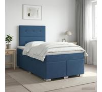 vidaXL Cama box spring con colchón con cabecera Azul 120 x 190 cm Tela