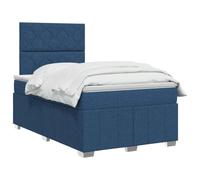 vidaXL Cama Box Spring con colchón con cabecera Azul 120 x 200 cm Tela