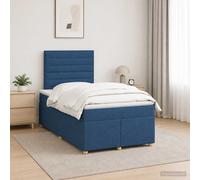 vidaXL Cama Box Spring con colchón con cabecera Azul 120 x 200 cm Tela