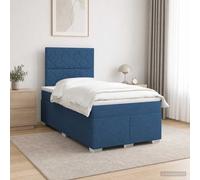 vidaXL Cama box spring con colchón con cabecera Azul 120 x 200 cm Tela