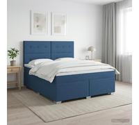 vidaXL Cama box spring con colchón con cabecera Azul 140 x 190 cm Tela