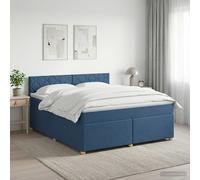 vidaXL Cama box spring con colchón con cabecera Azul 140 x 190 cm Tela
