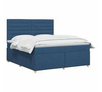 vidaXL Cama Box Spring con colchón con cabecera Azul 140 x 190 cm Tela