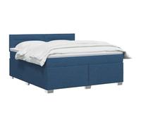 vidaXL Cama box spring con colchón y cabecera ajustable Azul 140 x 190 cm Tela