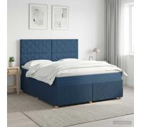 vidaXL Cama box spring con colchón con cabecera Azul 140 x 200 cm Tela