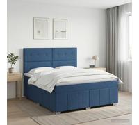 vidaXL Cama box spring con colchón con cabecera Azul 140 x 200 cm Tela