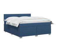vidaXL Cama Box Spring con colchón con cabecera Azul 140 x 200 cm Tela