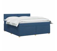 vidaXL Cama Box Spring con colchón con cabecera Azul 140 x 200 cm Tela