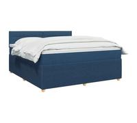 vidaXL Cama Box Spring con colchón con cabecera Azul 140 x 200 cm Tela, Cama Moderna con Resorte, cabecero Ajustable, Marco Acolchado, solución de colchón Firme y cómodo