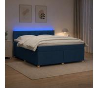 vidaXL Cama box spring con colchón con cabecera Azul 160 x 200 cm Tela