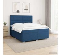 vidaXL Cama box spring con colchón con cabecera Azul 160 x 200 cm Tela
