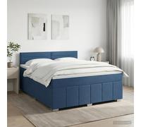 vidaXL Cama box spring con colchón con cabecera Azul 160 x 200 cm Tela