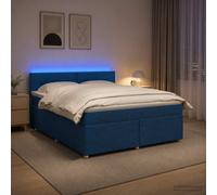 vidaXL Cama box spring con colchón con cabecera Azul 160 x 200 cm Tela