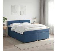 vidaXL Cama box spring con colchón con cabecera Azul 160 x 200 cm Tela
