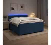 vidaXL Cama box spring con colchón con cabecera Azul 160 x 200 cm Tela