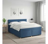 vidaXL Cama box spring con colchón con cabecera Azul 160 x 200 cm Tela