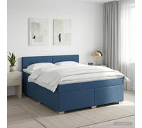 vidaXL Cama box spring con colchón con cabecera Azul 160 x 200 cm Tela