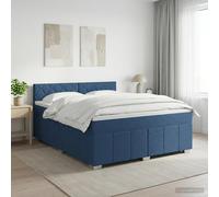 vidaXL Cama Box Spring con colchón con cabecera Azul 160 x 200 cm Tela