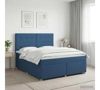 vidaXL Cama box spring con colchón con cabecera Azul 160 x 200 cm Tela