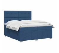 vidaXL Cama Box Spring con colchón con cabecera Azul 160 x 200 cm Tela, Cama con somier, Moderna y Ajustable, Espuma cómoda, solución de sueño Genial, Montaje de colchón Aislante