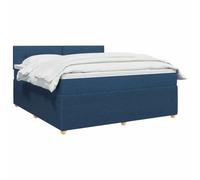 vidaXL Cama box spring con colchón y cabecera Azul 160 x 200 cm Tela