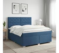vidaXL Cama Box Spring con colchón con cabecera Azul 180 x 200 cm Tela