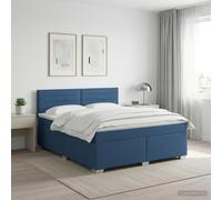 vidaXL Cama box spring con colchón con cabecera Azul 180 x 200 cm Tela